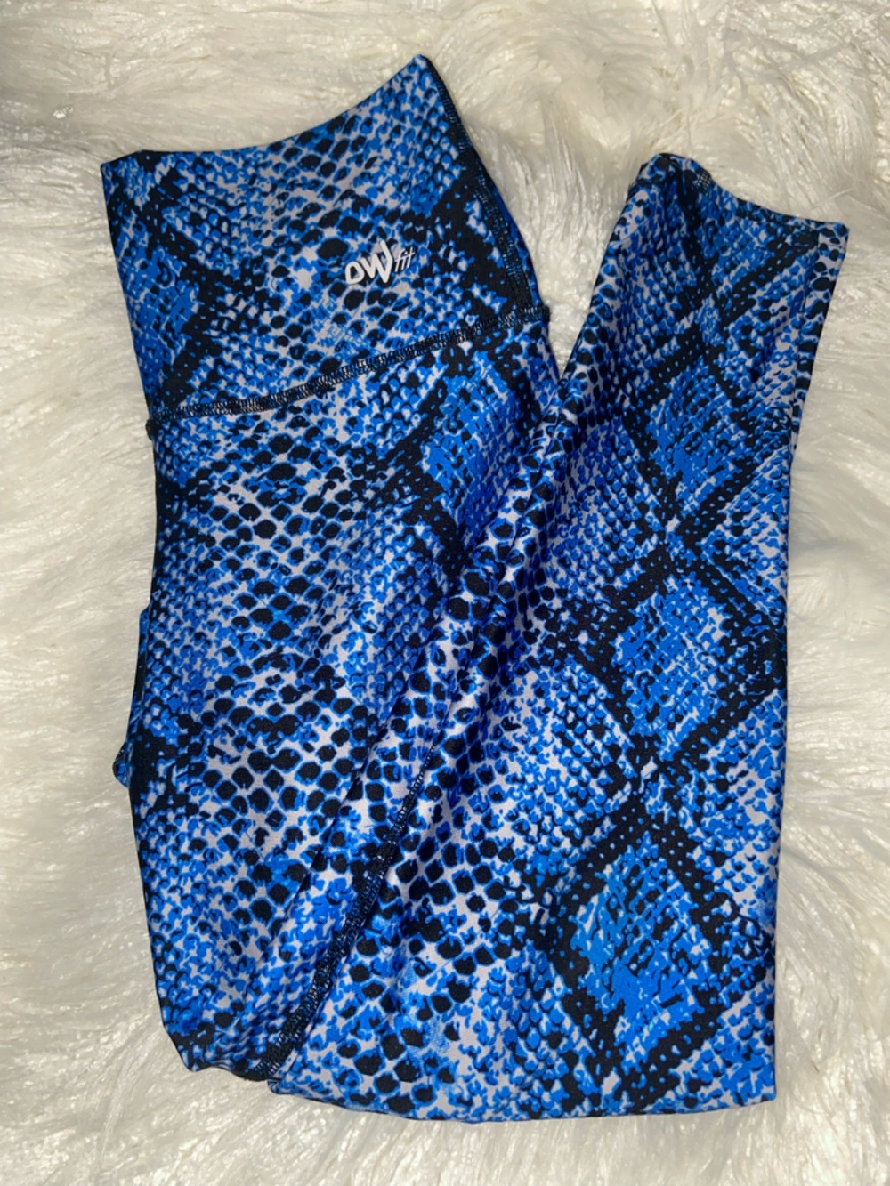Blue Snake-Print High-Waist Leggings